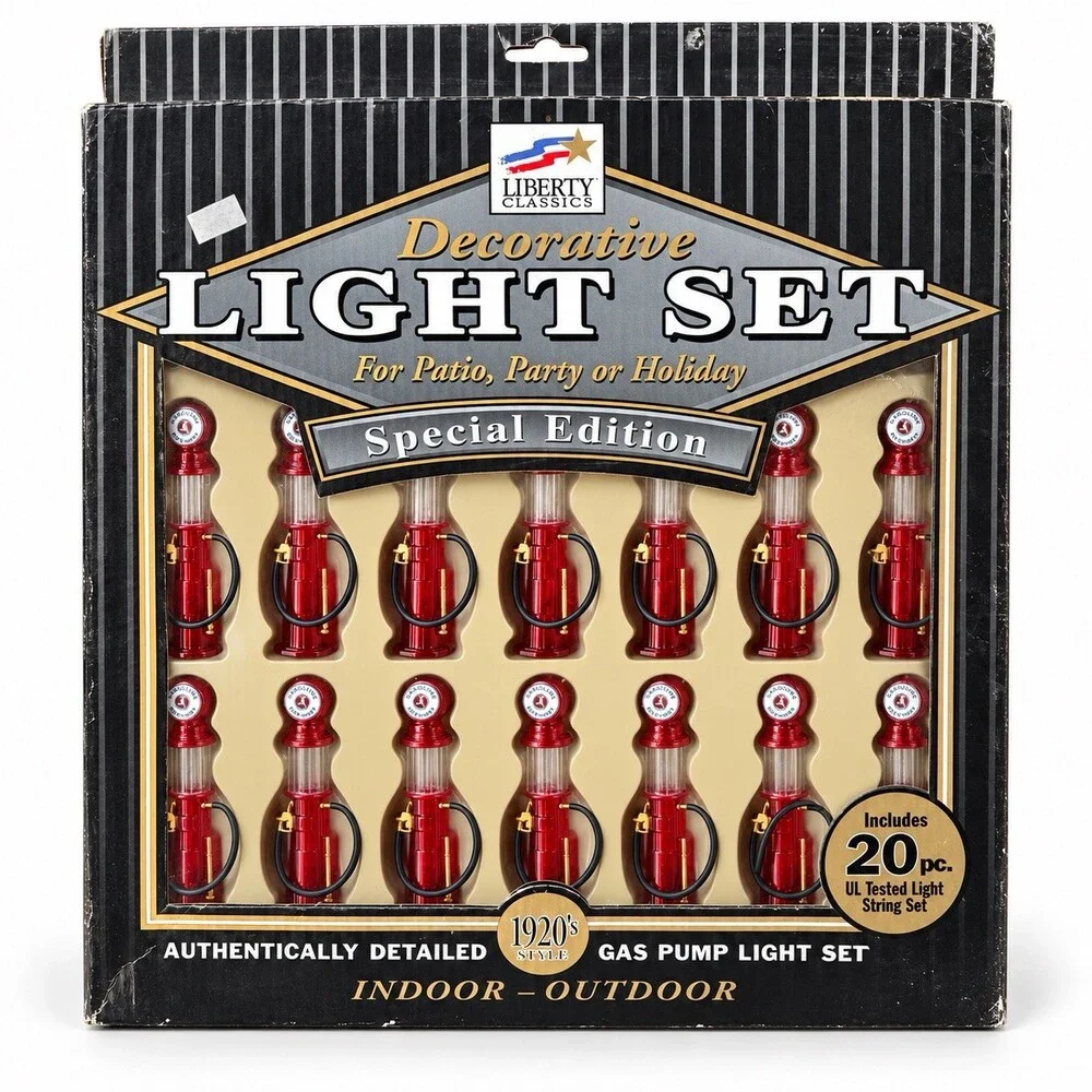 Liberty Classics Gas Pump String Lights 20 Pc 1920s Style Garage Decor NOS